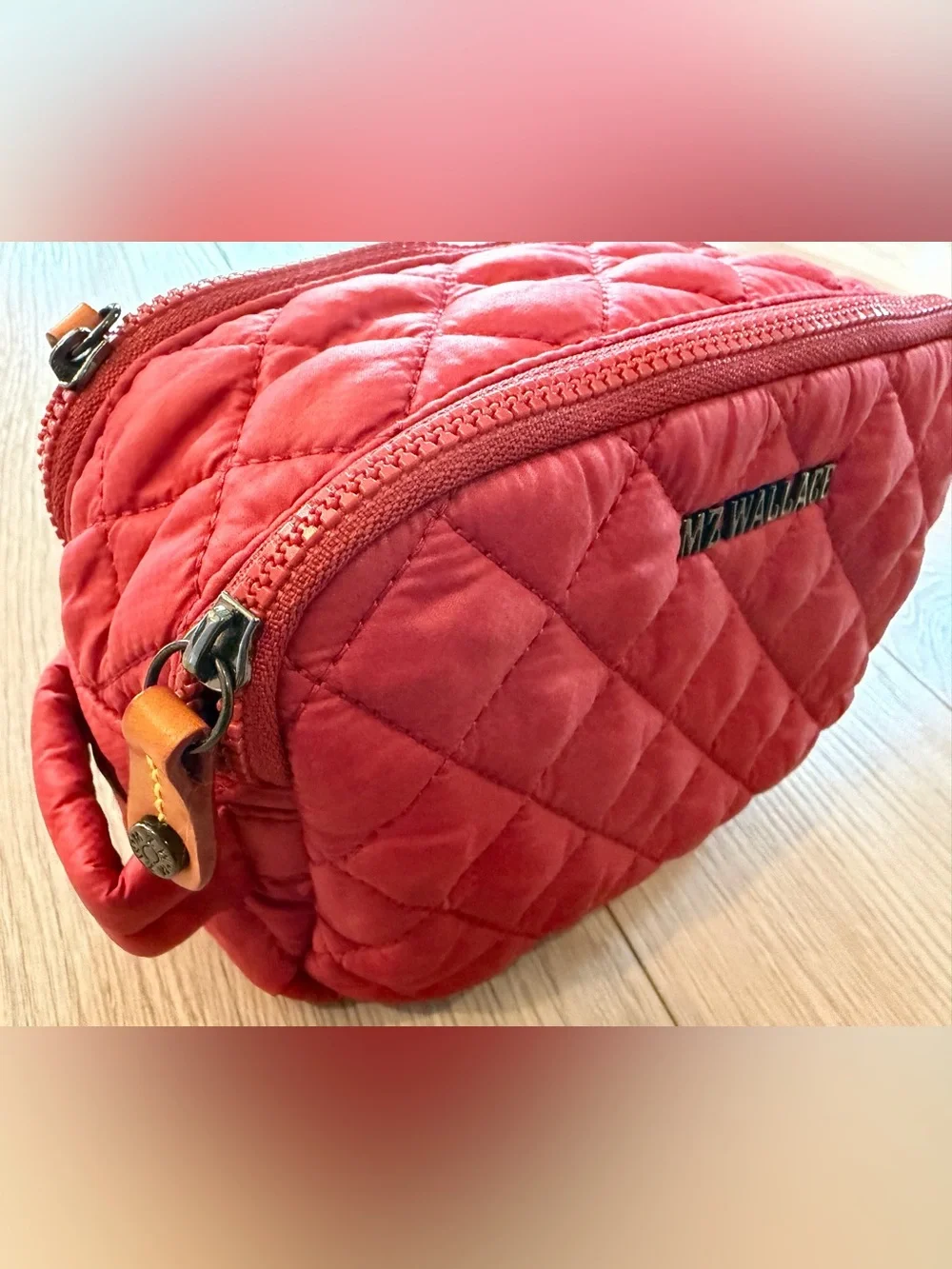 MZ Wallace Double Zip Cosmetic Pouch - Coral Pink